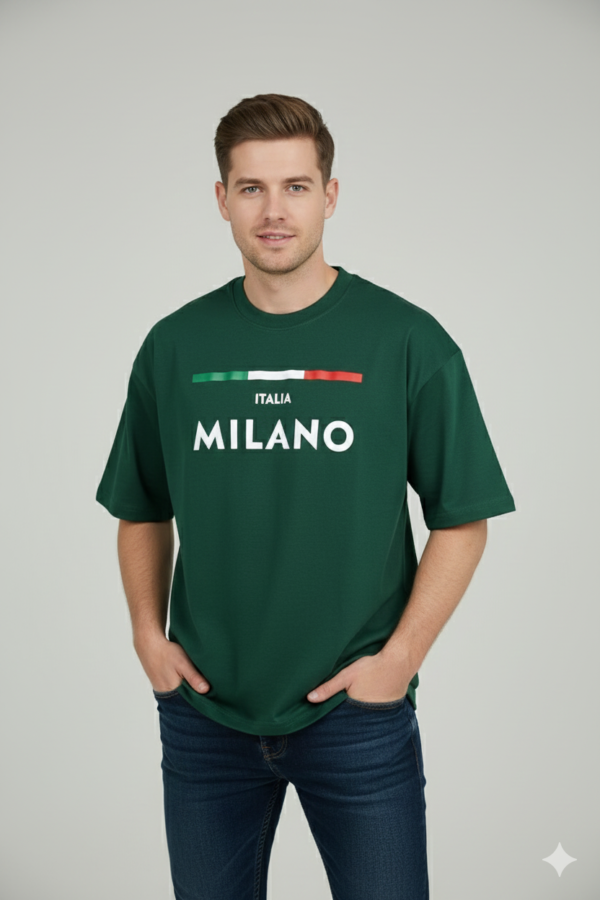 GREEN MILANO PRINT T-SHIRT