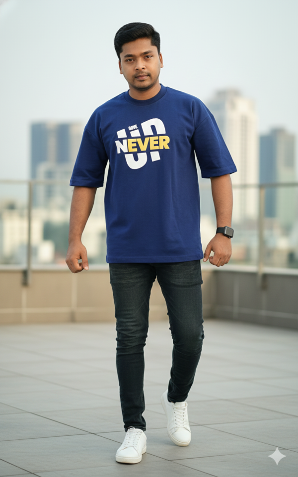 NAVY UP NEVER PRINT T-SHIRT